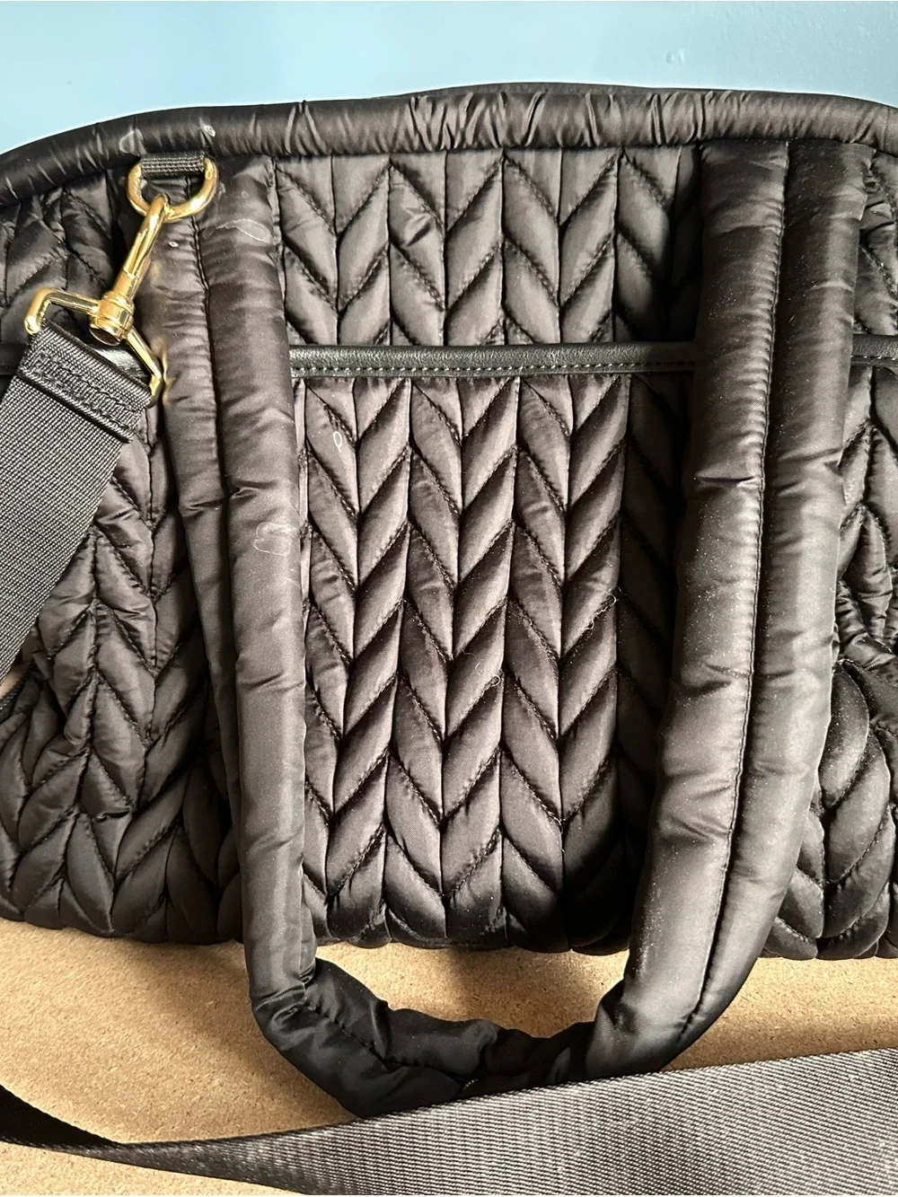 HAPP Paige Carryall Tote Black with Gold Accents